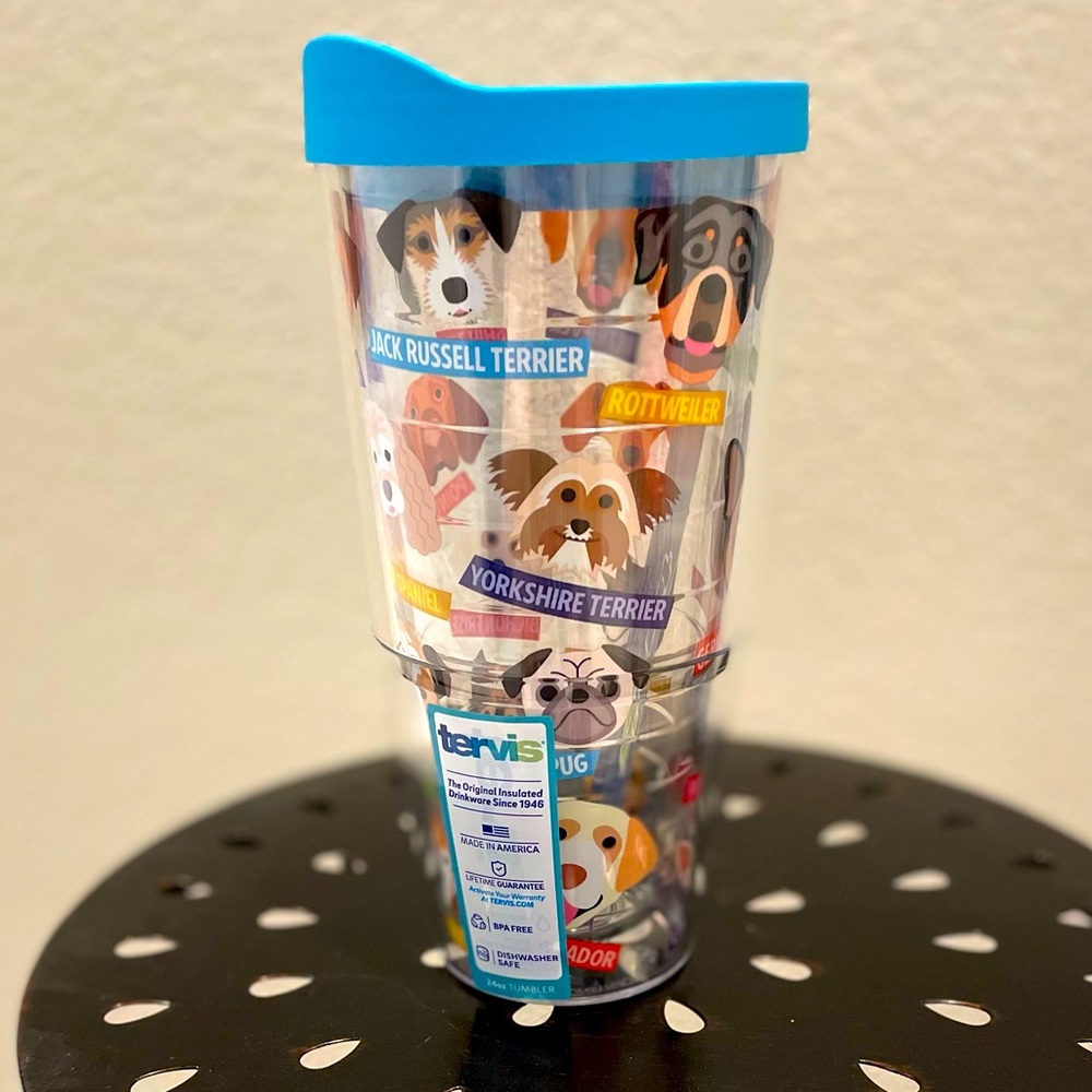 Tervis Flat Art Dogs Walled Insulated Tumbler Keeps Drinks Cold & Hot 24oz